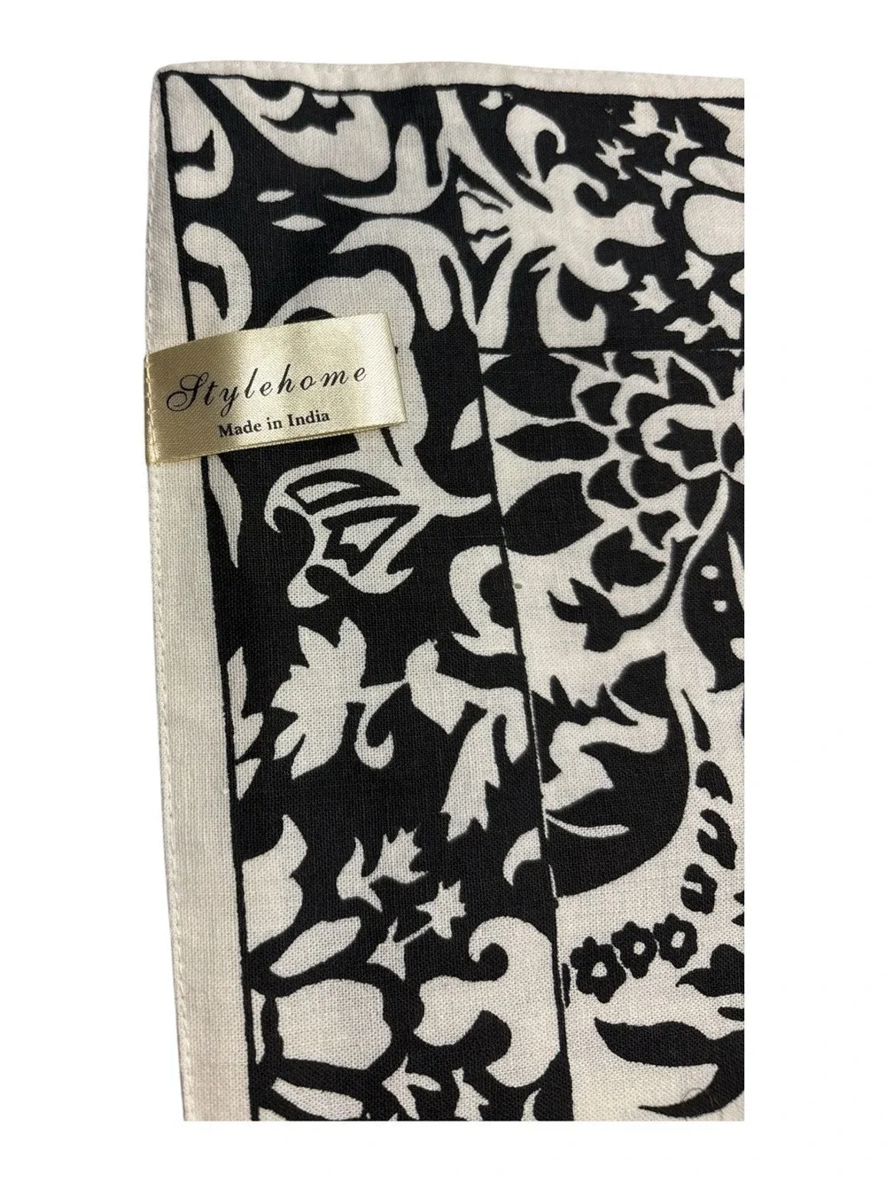 VTG STYLEHOME BLACK & CREAM PAISLEY DAMASK SET OF 4 TABLE PLACEMENTS 13